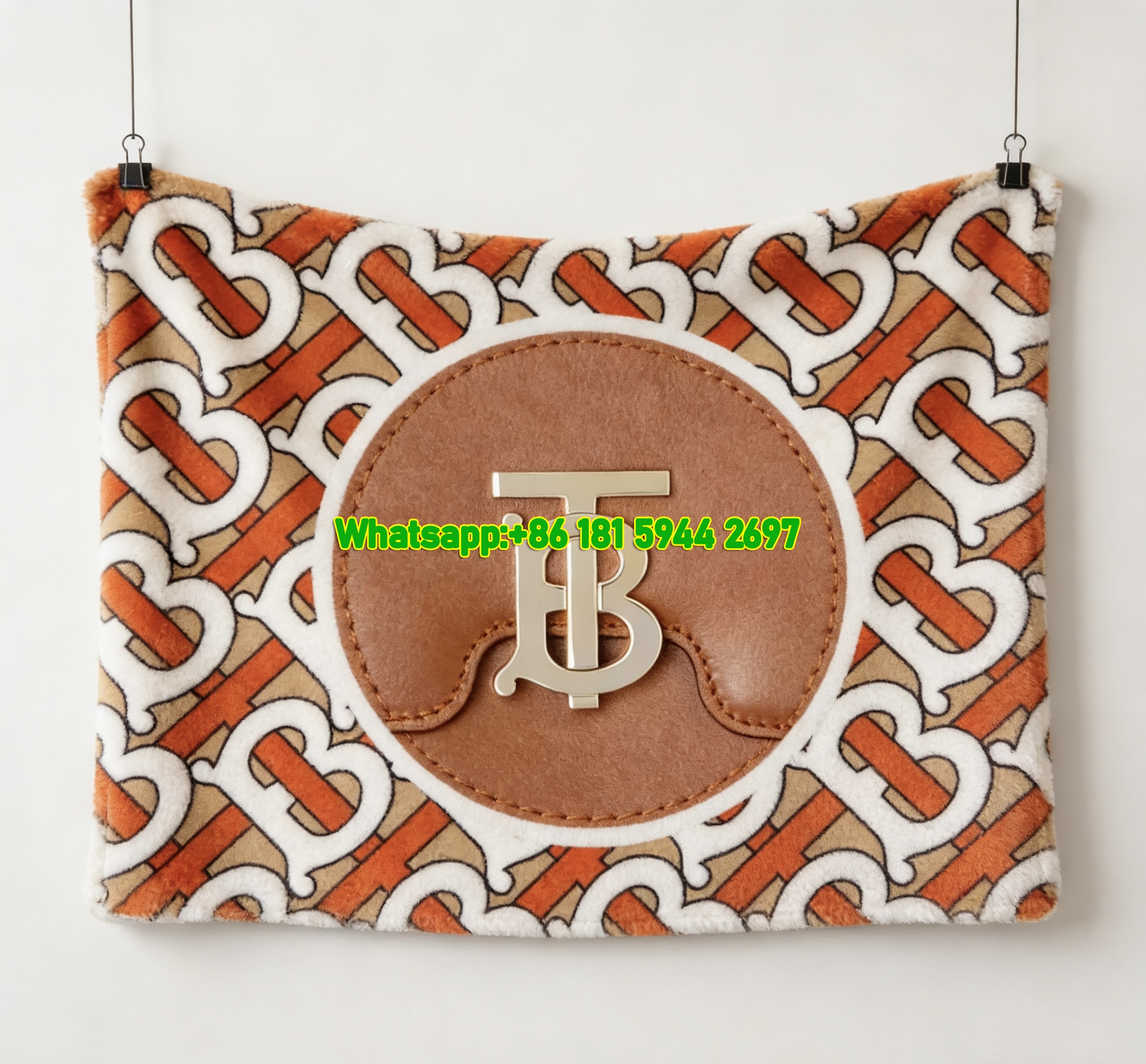 Burberry TB Monogram Flannel Fleece Sofa Throw Blanket B253